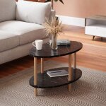 Table basse ovale hjreby 43 x 70 x 44 cm marbre noir [en. casa]