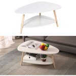 Sifree - table basse ovale scandinave - blanc laqu� mat - l 90 x l 60 cm