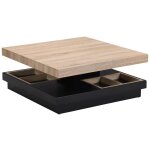 Vente - unique - table basse - plateau pivotant - mdf laqué noir et naturel - fausto Vente - unique - table basse - plateau pivotant - mdf laqué noir et naturel - fausto
