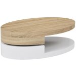 Vente - unique - table basse avec plateau pivotant - mdf - naturel et blanc - vitaly