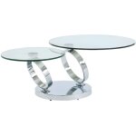 Vente - unique - table basse avec plateaux pivotants - verre tremp et mtal - joline de maison cphy ...