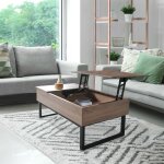 Le quai des affaires - table basse plateau relevable flower 110x55cm / d�cor ch�ne blanchi et m�tal noir ...