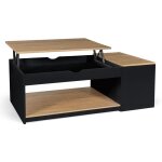 Table basse plateau relevable idmarket elea - coffre - bois noir - faon htre - multicolore