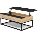 Idmarket - table basse plateau relevable noir rectangulaire boston design industriel Idmarket - table basse plateau relevable noir rectangulaire boston design industriel