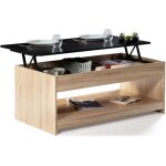 Idmarket - table basse plateau relevable rectangulaire soa bois imitation hêtre plateau noir Idmarket - table basse plateau relevable rectangulaire soa bois imitation hêtre plateau noir