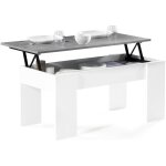 Table basse plateau relevable rectangulaire tara bois blanc et effet bton