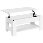 Table basse avec plateau relevable table de salon moderne avec etagre de rangement compartiment cach ...