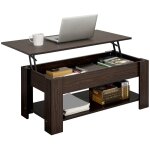 Table basse avec plateau relevable table de salon moderne avec etag�re de rangement compartiment cach� ...