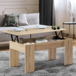 Table basse plateau relevable rectangulaire tara bois imitation hêtre Table basse plateau relevable rectangulaire tara bois imitation hêtre
