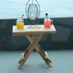 Table basse pliante carre en teck massif kento 50 x 50 cm