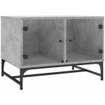 Table basse avec portes en verre gris béton 68, 5x50x50 cm vidaxl Table basse avec portes en verre gris béton 68, 5x50x50 cm vidaxl