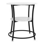 Vicco - table basse quebec, marbre blanc, 50 x 50 cm avec tablette