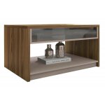 Beaux meubles pas chers - table basse rectangle 90 cm vitr�e ch�ne et taupe l 90. 2 h 47. 5 p 60 cm