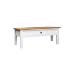 Table basse rectangulaire 1 tiroir pin massif clair et blanc iris