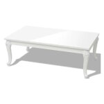Table basse rectangulaire bois blanc laqu et pieds plastique mento