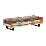 Table basse rectangulaire bois massif recycl� et m�tal noir boust 3