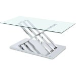 Deco in paris - table basse rectangulaire design avec pieds gomtrique argents