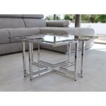 Deco in paris - table basse rectangulaire avec pieds gomtriques argent morelia