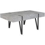 Table basse rectangulaire avec plateau effet béton et pieds noirs pour salon au style moderne et industriel ... Table basse rectangulaire avec plateau effet béton et pieds noirs pour salon au style moderne et industriel ...
