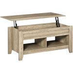 Homcom - table basse rectangulaire plateau relevable 2 niches et coffre panneaux particules aspect chêne ... Homcom - table basse rectangulaire plateau relevable 2 niches et coffre panneaux particules aspect chêne ...