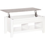 Homcom - table basse rectangulaire plateau relevable 2 niches et coffre panneaux particules blanc aspect ... Homcom - table basse rectangulaire plateau relevable 2 niches et coffre panneaux particules blanc aspect ...