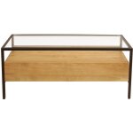 Miliboo - table basse rectangulaire avec rangements en bois manguier massif, verre et métal noir l100 ... Miliboo - table basse rectangulaire avec rangements en bois manguier massif, verre et métal noir l100 ...
