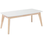 Miliboo - table basse rectangulaire scandinave blanc et bois clair massif l105 cm leena