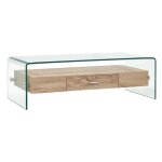 Table basse rectangulaire verre transparent et ch�ne clair abyssa
