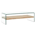 Table basse rectangulaire verre transparent et ch�ne clair allissa