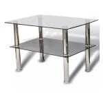 Table basse rectangulaire verre tremp� et m�tal chrom� kyrah