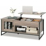 Table basse relevable avec 1 compartiment ouvert et placard à 2 portes, table basse transformable avec ... Table basse relevable avec 1 compartiment ouvert et placard à 2 portes, table basse transformable avec ...