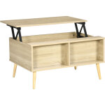 Homcom - table basse relevable - 2 niches, coffre de rangement - dim. 85l x 60l x 59, 5h cm - aspect ...