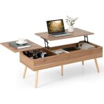 Table basse relevable avec 2 plateau relevables et 2 compartiments cachés, 120 x 49 x 42 cm, table basse ... Table basse relevable avec 2 plateau relevables et 2 compartiments cachés, 120 x 49 x 42 cm, table basse ...