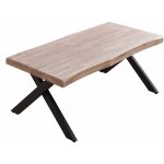 Pegane - table basse relevable en bois et m�tal coloris ch�ne miel noir - longueur 120 x profondeur 66 ...