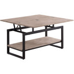 Table basse relevable et extensible en bois de chêne miel avec pieds en métal - longueur 100 x profondeur ... Table basse relevable et extensible en bois de chêne miel avec pieds en métal - longueur 100 x profondeur ...