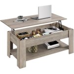 Table basse relevable tables de salon avec compartiment cach� et �tag�re de rangement table de salle ...