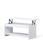 Table basse relevable - style contemporain blanc mat - l 100 x p50 x h44cm - happy