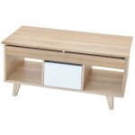 Topkit - table basse relevable avec tiroir 2179 | table basse | table  manger | chne blanc