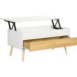 Homcom - table basse relevable - tiroir, coffre de rangement - dim. 100l x 50l x 49h cm - blanc aspect ...