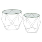 Vasagle table basse ronde, lot de 2, table d?appoint, bout de canap�, style moderne, plateau amovible, ...