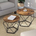 Vasagle - table basse ronde, lot de 2, table d'appoint, bout de canap�, style moderne, plateau amovible, ...