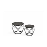Vasagle - table basse ronde, lot de 2, table d'appoint, bout de canap, style moderne, plateau amovible, ...