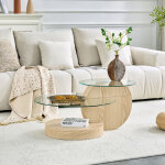 Table basse ronde lot de 2 en verre 70x50x44cm pieds crois�s placage marbre canap� table salon style ...
