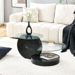 Table basse ronde lot de 2 en verre 70x50x44cm pieds crois�s placage marbre canap� table salon style ...