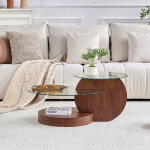 Table basse ronde lot de 2 en verre 70x50x44cm pieds crois�s placage marbre canap� table salon style ...