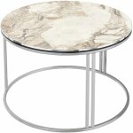 Helloshop26 - table basse ronde 50 x 80 cm marbre blanc argent