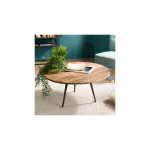 M&s - table basse ronde 75 cm en teck recyclé et métal - appoline M&s - table basse ronde 75 cm en teck recyclé et métal - appoline