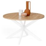 Table basse ronde alix pied araigne 70 cm bois et blanc