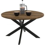 Idmarket - table basse ronde alix plateau hawkins pied araigne 70 cm bois fonc design industriel