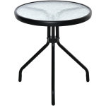Table basse ronde bistro de jardin dim. � 50 x 55h cm pi�tement tr�pied m�tal �poxy noir plateau verre ...